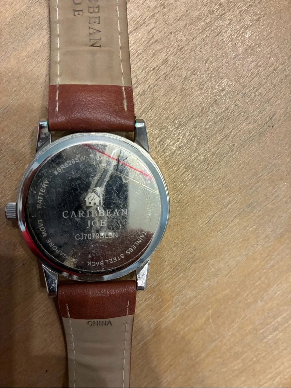 Caribbean Joe Brown Leather Strap Watch with Cream Dial